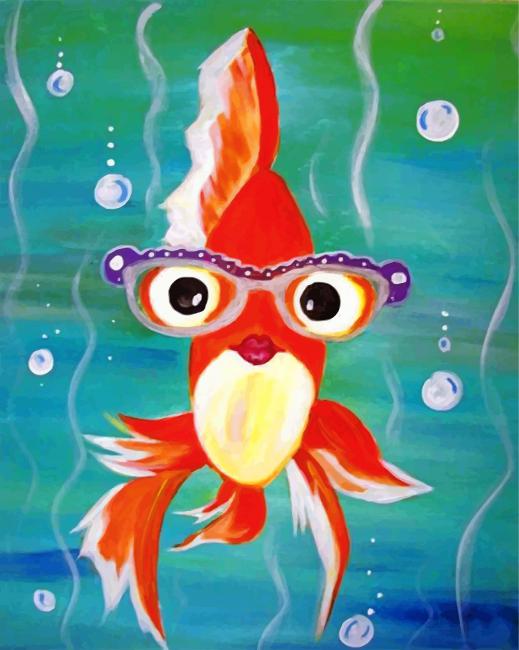 Orange Fish Wearing Glasses - Paint By Number - NumPaint - Paint by numbers
