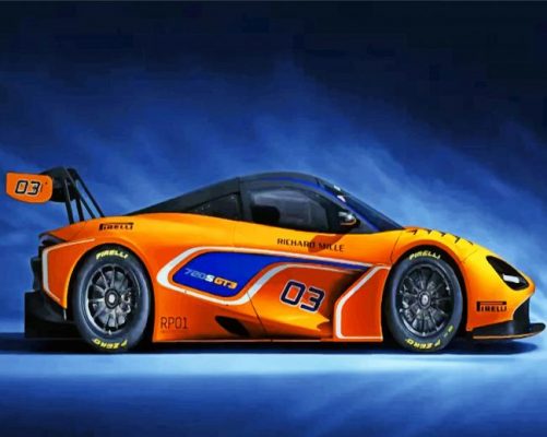 Orange Racing Car - Paint By Number - Num Paint Kit