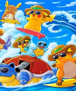 Pokemon Enjoying The Summer paint by numbers