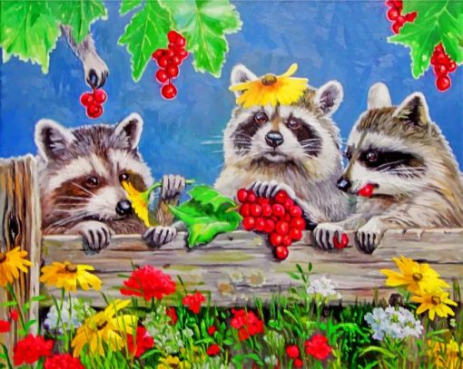 Raccoons Animals paint by numbers