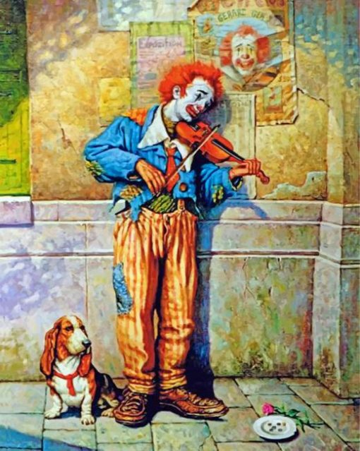 Sad Clown With His Dog Friend