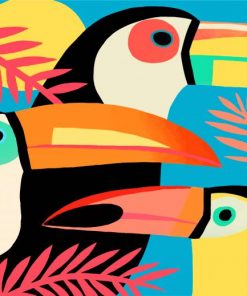 Toucans Birds animals paint by numbers