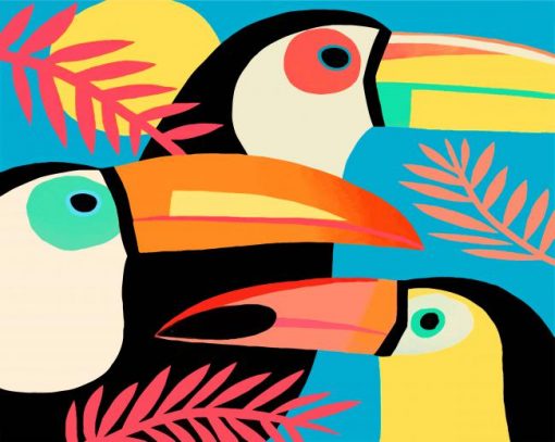 Toucans Birds animals paint by numbers