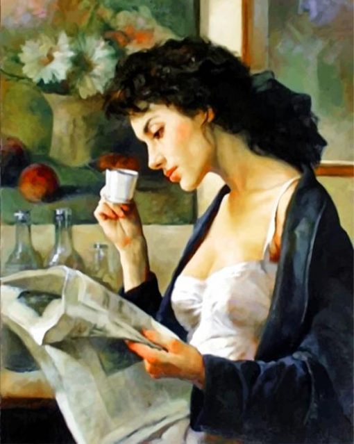 Woman Drinking Coffee piant by numbers
