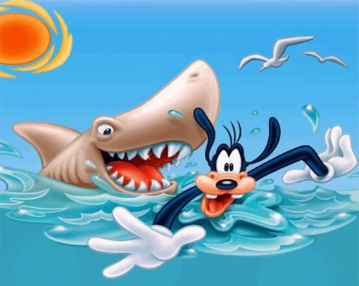 Goofy-and-the-shark-paint-by-number