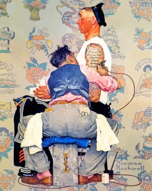 Norman-Rockwell-with-the-tattoo-guy-paint-by-numbers