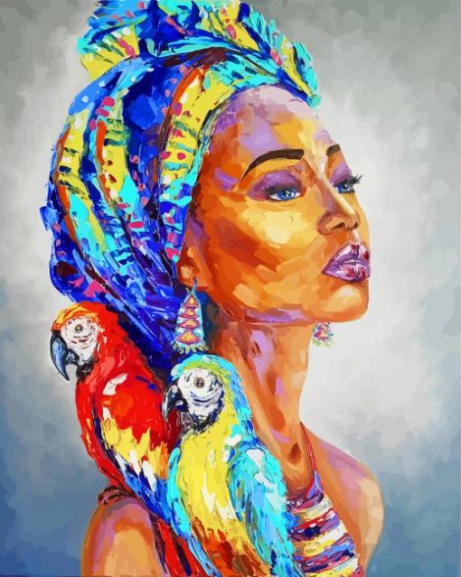 aesthetic-african-woman-and-parrots-paint-by-numbers