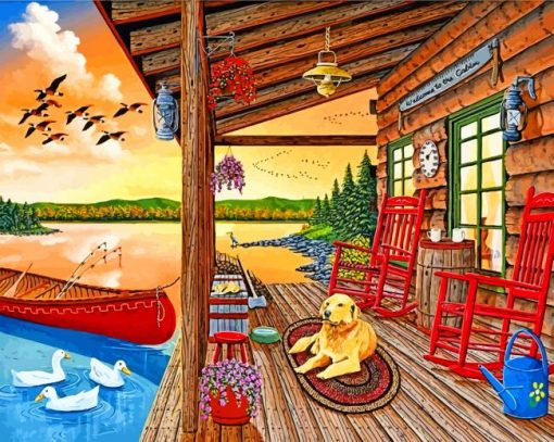 cabin-by-lake-paint-by-number