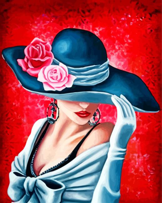 classy-woman-with-a-black-hat-paint-by-number