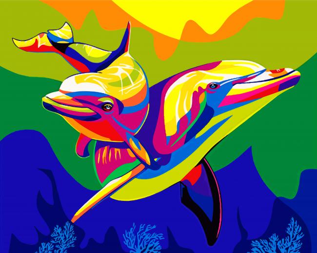 Colorful Dolphins - Paint By Number - Num Paint Kit