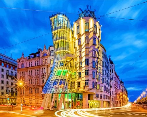 dancing-house-prague-evening-paint-by-number