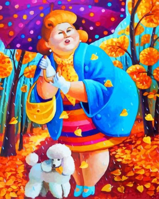 Fat Lady And Her Puppy paint by numbers