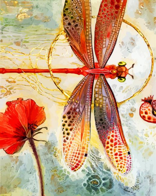 Pink Dragonfly - Paint By Number - Num Paint Kit