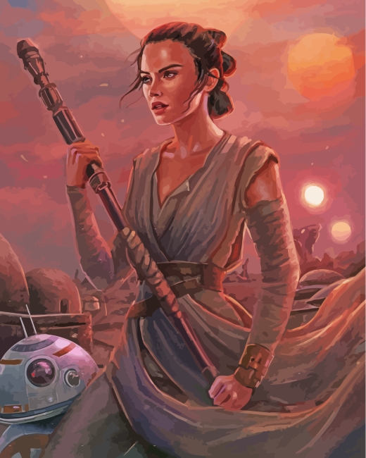 niet Uil Beroemdheid Rey Star Wars Art - Paint By Number - Num Paint Kit