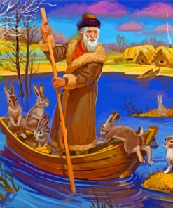 russian-man-and-rabbits-paint-by-number