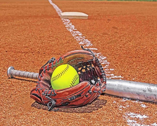 Softball Equipment paint by numbers