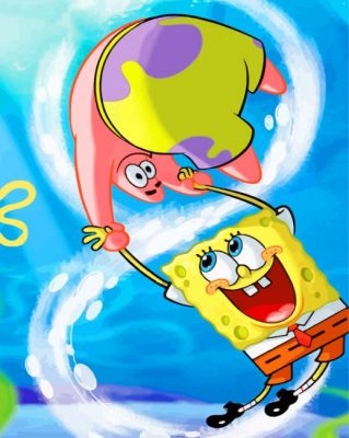 Spongbob And His Friend - Paint By Number - Num Paint Kit