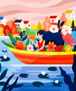 woman-on-a-flower-boat-paint-by-numbers