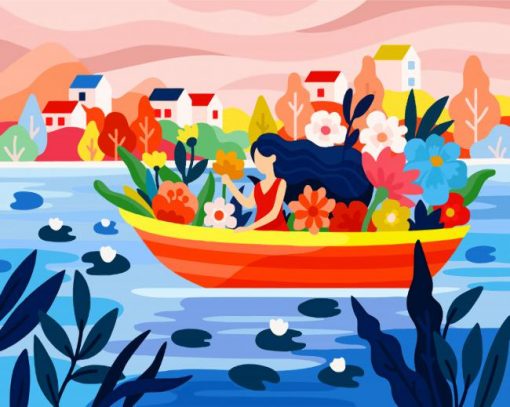 woman-on-a-flower-boat-paint-by-numbers