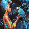 african-woman-and-blue--parrot-paint-by-numbers