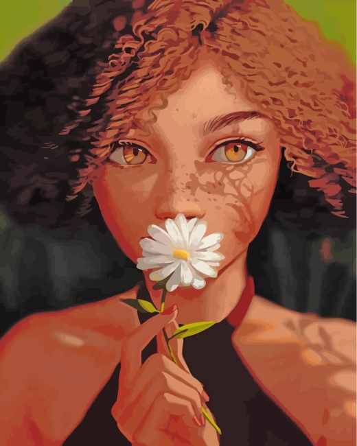 afro-girl-smelling-daisy-flower-paint-by-numbers