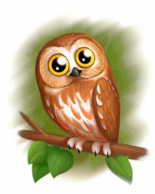 Cute Brown Owl paint by numbers