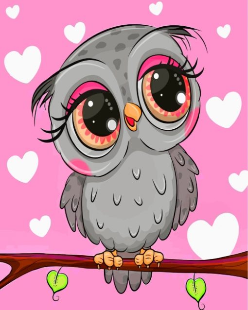 Cute Grey Owl - Paint By Number - Num Paint Kit