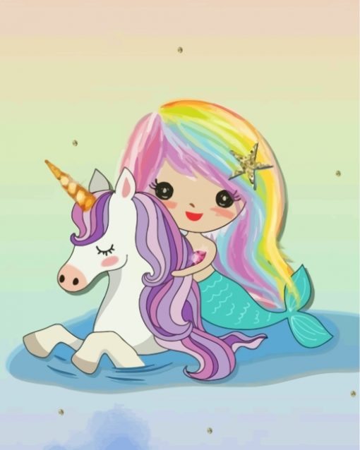 cute-mermaid--and-unicorn-paint-by-numbers