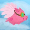cute pink flying pig-paint-by-numbers