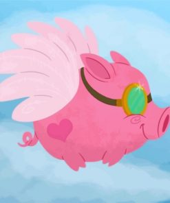 cute pink flying pig-paint-by-numbers
