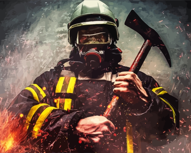 firefighter fireman-paint-by-numbers