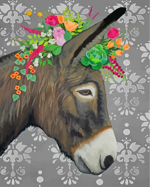floral-donkey-paint-by-numbers
