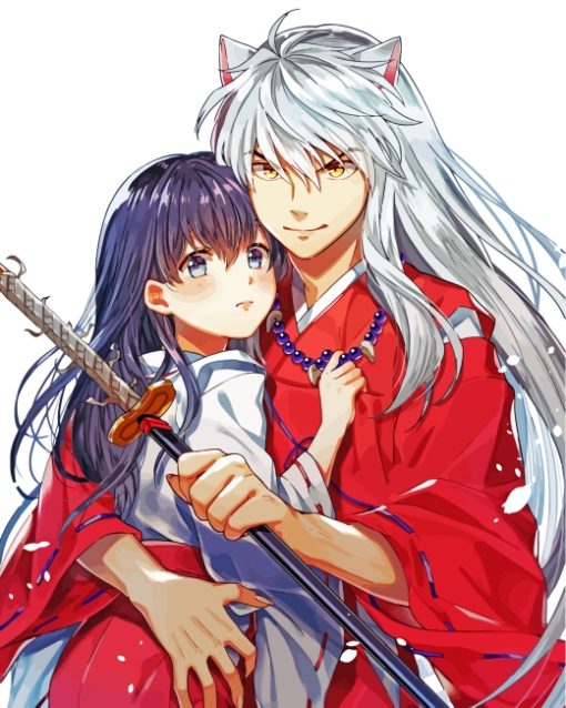 inuyasha-and-Kagome-paint-by-numbers