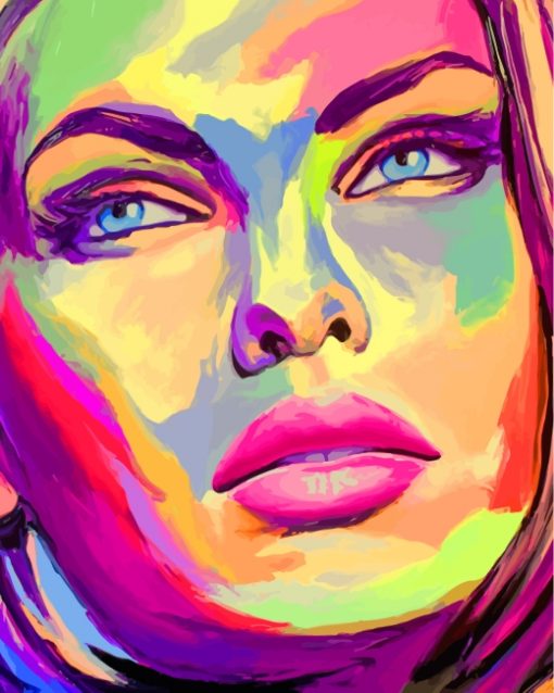 Colorful Lady Face - Paint By Number - Num Paint Kit