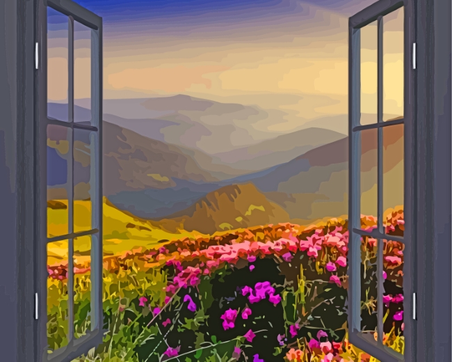 landscape window-paint-by-numbers