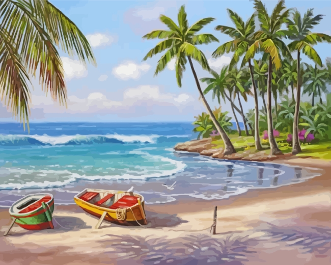 Aesthetic Peaceful Beach - Paint By Number - NumPaint - Paint by numbers