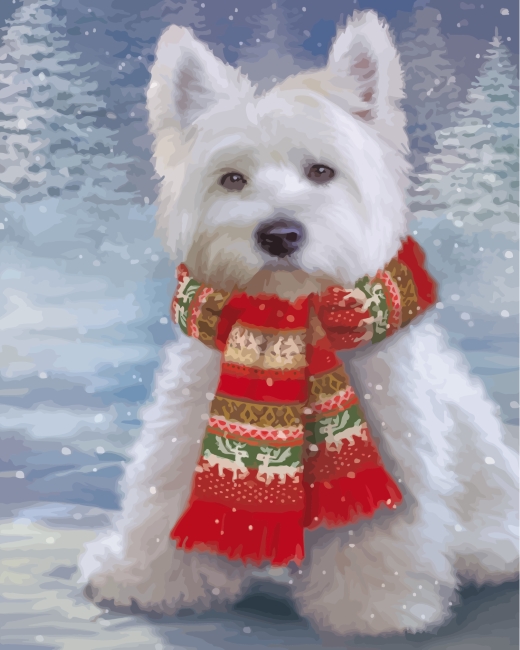 cute-puppy-with-christmas-scarf-paint-by-numbers