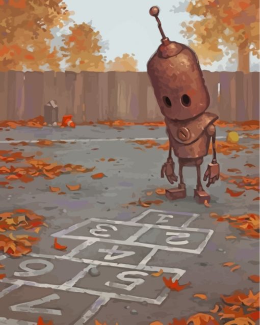 sad-lonley-robot-playing-alone-paint-by-numbers