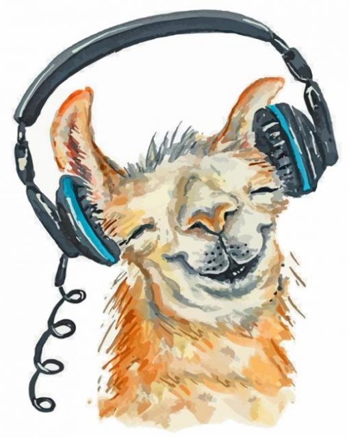 llama-and-headphones-paint-by-number