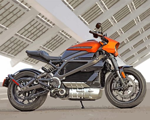 Black And Orange Harley Davidson Motorcycle paint by numbers