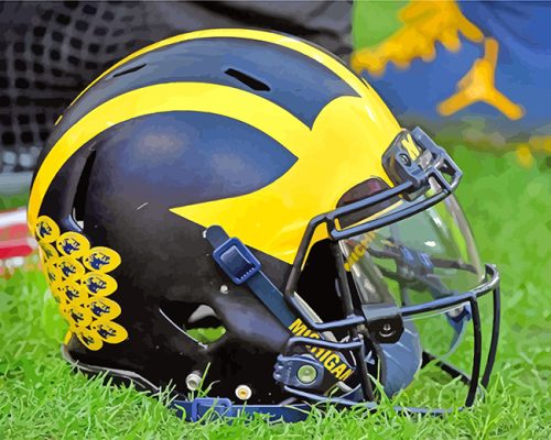 Michigan Wolverines Football Helmet - Paint By Number - Num Paint Kit