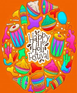 Holi Festival Illustration paint by numbers