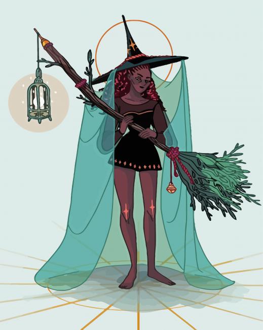 Aesthetic Green Witch paint by numbers