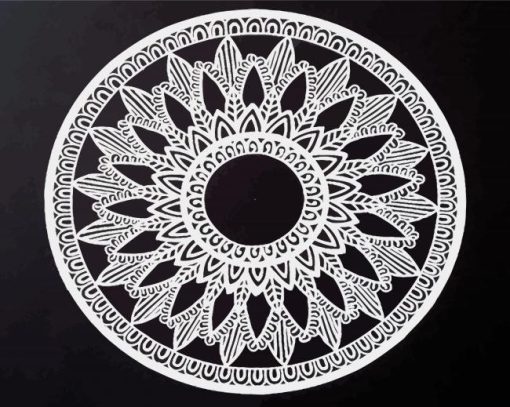 Black and white mandala art paint by numbers