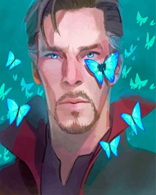 Doctor Strange And Blue Butterfly paint by number