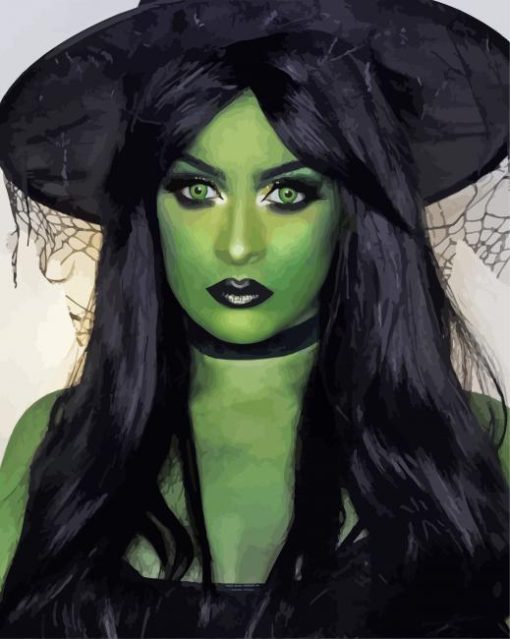 Green Witch Art paint by numbers