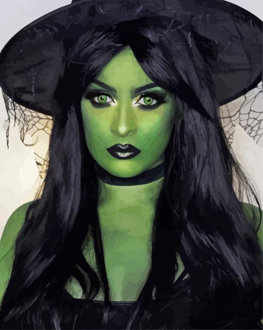 Green Witch Art – Paint By Number - Num Paint Kit