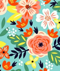 Illustration Floral Pattern Paint by numbers