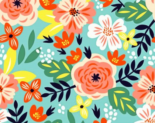 Illustration Floral Pattern Paint by numbers