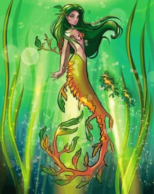 Leafy sea dragon girl art paint by number